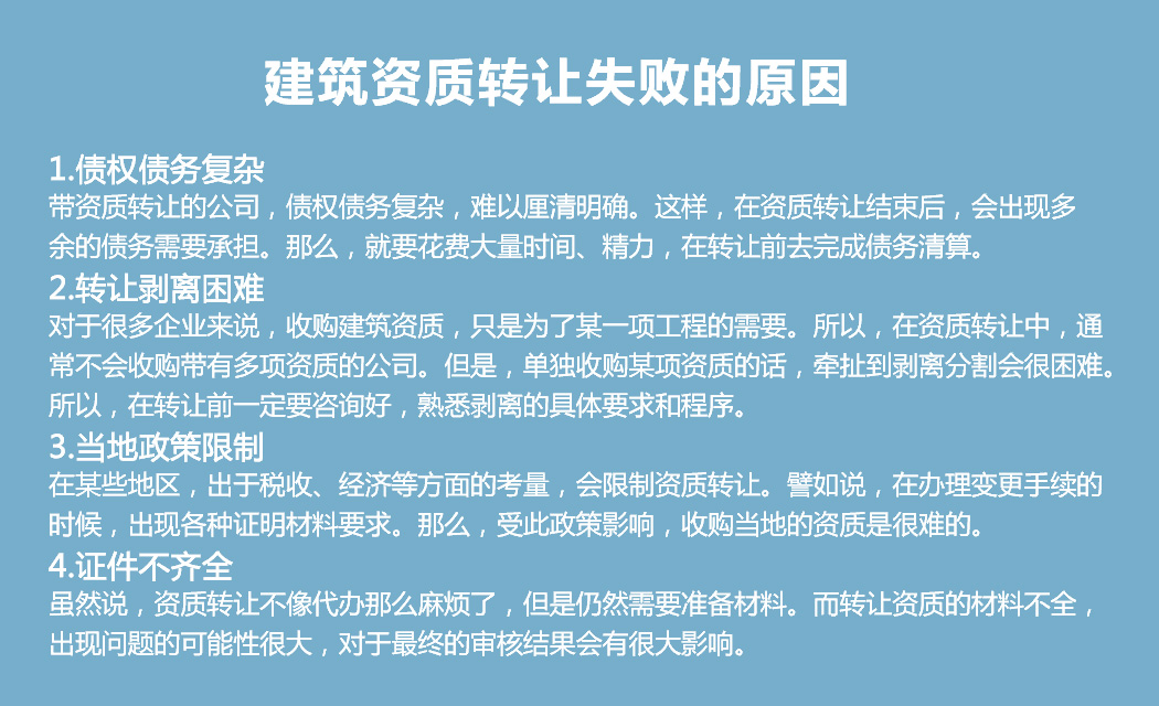 昆明資質轉讓失敗的原因